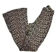 Missguided Women's Size 4 Brown Leopard Print Jersey Flare Pants Casual