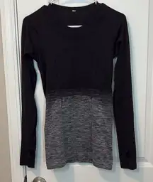 Lululemon Black & Gray Ombre Swiftly Tech Long Sleeve Shirt Size 4