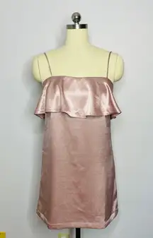 UO x Kimchi Blue Ruffle Satin Slip Dress Metallic