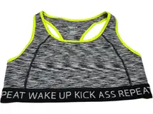 Torrid Active Wake Up Kick Ass Repeat Racerback Sports Bra Black Gray 14/16 1X