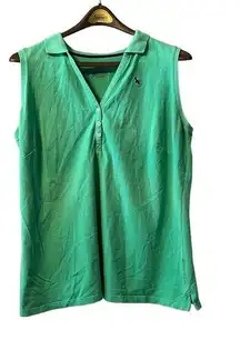 Eddie Bauer  Womens Shirt 2X Green Sleeveless Polo Collared Pullover Golf Casual‎