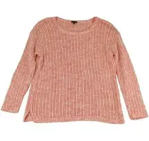 Talbots Peach Open Knit Scoop Neck Sweater Women's Size Large 100% Cotton