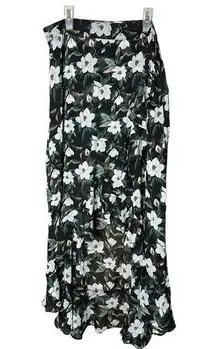 Blue Rain Floral High Low Midi Skirt Size Large