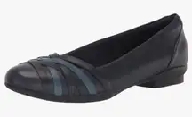 Clarks‎ Women's Sara Clover Navy Blue Ballet Flats New 10 W Leather Up Comfort