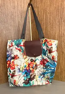 Sharif Foldable Nylon Floral Tote Bag Packable Travel Carryall Beach Errand Bag