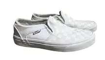 Vans Slip On Shoes Checkboard Print White and Beige Womens Size 6.5