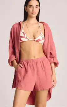 Vitamin A Pink Button Down Shirt & shorts sz M