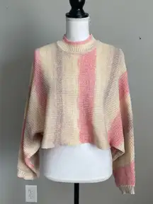 CLOUD TEN | Striped Dolman Sleeve Cropped Knit Sweater Sz M