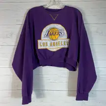 La Lakers Cropped Jumper Purple Womens Medium NBA Basketball Summer Sweatshirt