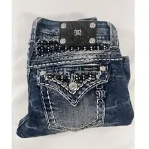MISS ME JE5652ER Easy Boot Cut Flap Pockets Bling Jeans Distressed Size 26