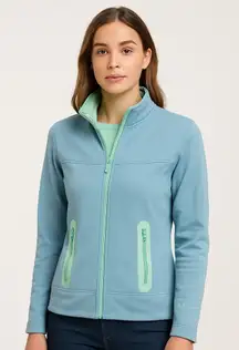 Peter Millar Element Warmth Full Zip Fleece Jacket Blue Mint Medium