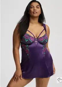 Torrid Underwire Womens Purple Pleated Babydoll Chemise Size 2 I0231
