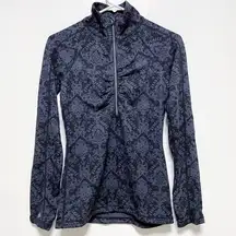 Athleta Blue Black Stretchy Half Zip Pullover Running Shirt