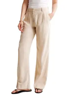 Abercrombie & Fitch Sloane Low Rise Tailored Linen-Blend Pant Sz 6/27 BEIGE