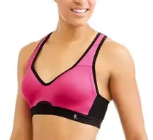 Danskin Now embedded flexi wire sports bra pink and black size 34 B