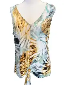 Style by Harve Benard Sleeveless Tie Waist Animal Print Blouse Size M NWT