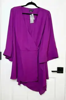 CITY CHIC Size Small/ US 16 Shibara‎ Vibes Magenta Purple Wrap Top