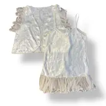 Victoria’s Secret Vintage Gold Crown Label 70s 80s Chemise‎ Shrug Set Size L