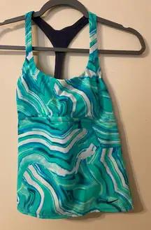 Womens Nike Teal Green White Tankini Swimsuit Top Size‎ Medium