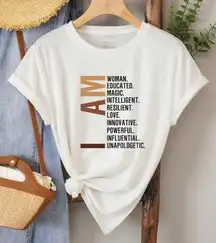 SHEIN Women’s Size Large Inspirational I AM WOMEN Classic MultiColored Tee Shirt