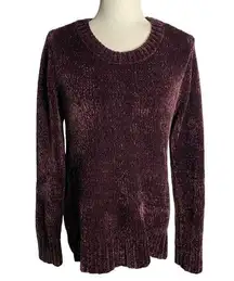 Orvis Knit Chenille Pullover Sweater M Eggplant Purple Long Sleeves Crewneck NEW