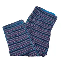 Blue & Purple Striped Athletic Leggings Women’s Size X-Large Capri Style Fitness