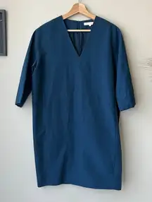 Ann Mashburn Navy Blue V-Neck‎ 3/4 Sleeve Shift Mini Dress Women’s Size Medium