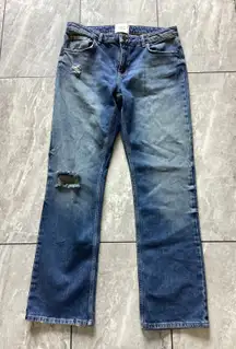 BDG Urban Outfitters Low Rise Slim Bootcut Distressed Blue Jeans Womens Size 31