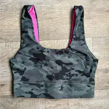 NWOT Fabletics Reversible Camo Print and Pink Sports Bra
