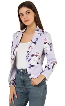 NWT Allegra K Women’s Open Front Blazer – Lightweight Crop Suit Jacket – XL