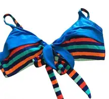 #124 STRIPPED TIE BACK BIKINI TOP