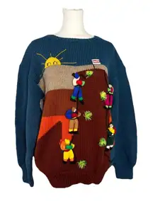 Vintage Peruvian 3D Sweater Made From Sheep Wool