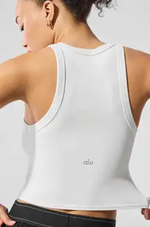 ALO Yoga White Ribbed Tank