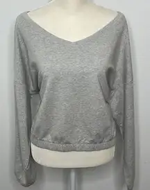 Offline cropped soft cotton blend sweatshirt. Size large. Elastic waist band.
