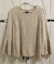 a.n.a Small Cream Knit Oversized Sweater Soft Cuddly Three Quarter Flowy Sleeves