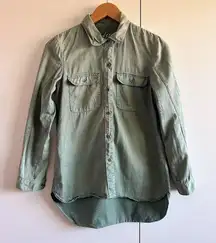 Women's Size Small Tomboy Green Button Up Work Shirt