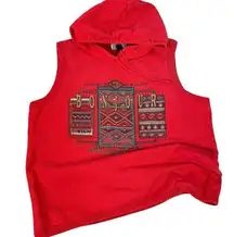 Bonjour Vintage Sleeveless Hoodie Red Southwest Aztec Plus Size 18/20 90s Retro