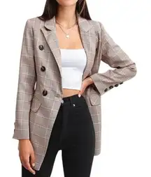 BELLE & BLOOM Too Cool For Work Double Breasted Lined Brown Pink BlazerS EUC