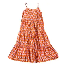 J. Crew Strappy Tiered Midi Dress Bold Bohemian Print Colorful Size 10 Women's