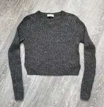 Babaton Cropped Gray Wool Sweater