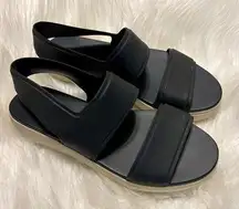 Vince Eres Slingback Matte Black Rubber Sport Sandals Size 5.5M Open Toe