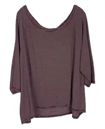 ModCloth Plus Size 4X Top Knit Maroon White Striped Scoop Oversized‎ Stretch 938