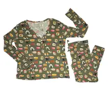Posh Peanut Bamboo Sashimi Henley Jogger Pajama Set 2XL Whimsigoth Green Foodie