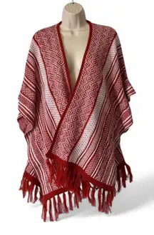 Geometric‎ Pattern Fringe Poncho