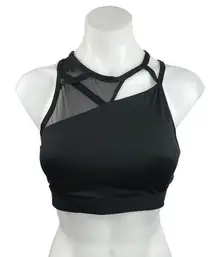 Nike Black Crew Neck Mesh Cutout Yoga Full Coverage Athletic Sports Bra Size M