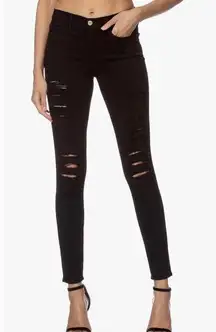 Frame Womens Le Skinny De Jeanne Slim Jeans Black Distressed Denim USA 28