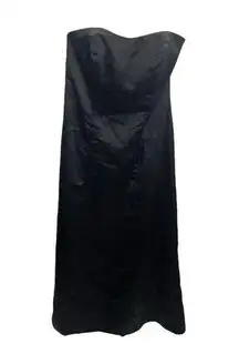 Davids Bridal Bridesmaid Prom Dress Gown Sz 4 Black Strapless Satin A-line