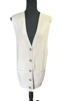 Pinque Oatmeal Long Button Vest – New With Tags
