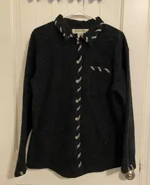 EUC Vintage Cindy Bai women’s dark gray soft‎ thick ribbon button jacket medium