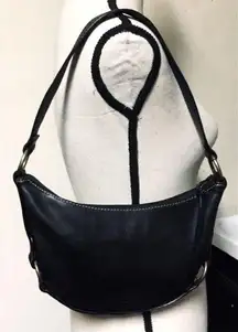 Black Leather Small Purse Handbag by